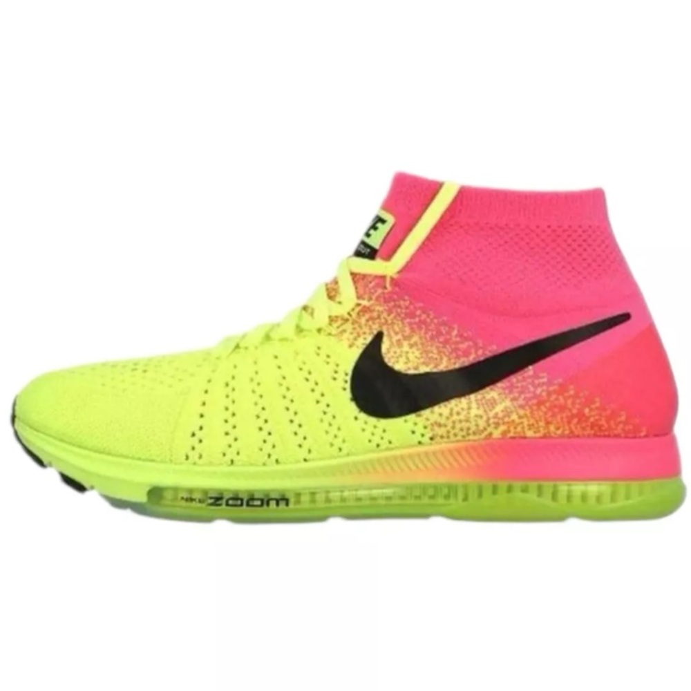 Nike Zoom all out Flyknit neon Yellow and Pink High-Top Athletic Shoes